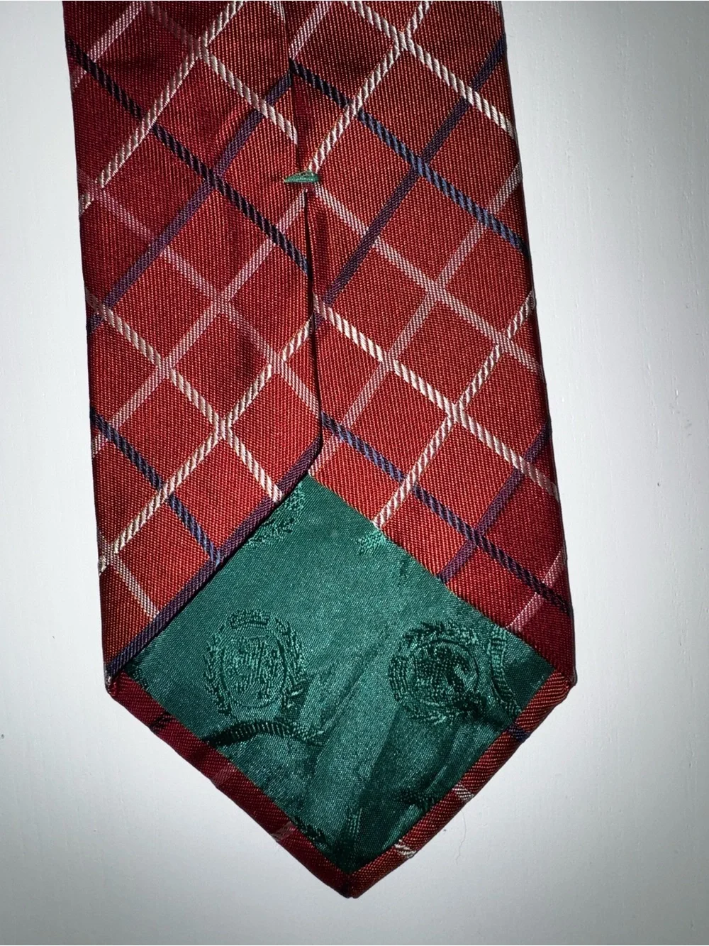 Tommy Hilfiger silk Burgundy Plaid Tie with Black Slim Tie